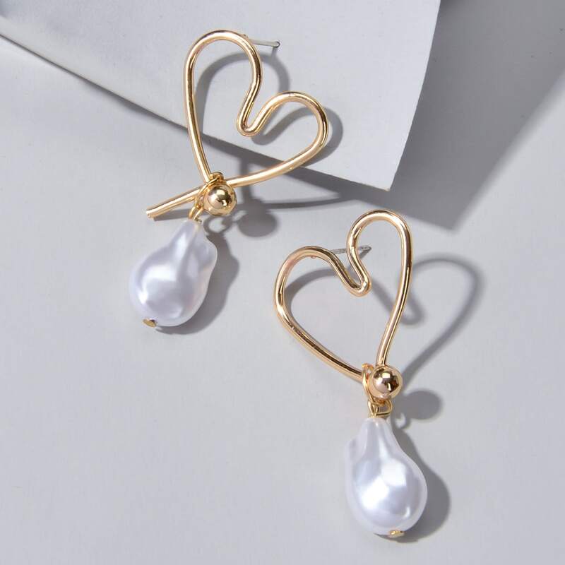 

Faux Pearl Earrings, Gold