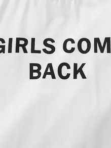 Seusyu Slogan Graphic Top & Paperbag Waist Belted Skirt Set - Multicolor - View 3