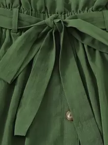 Seusyu Slogan Graphic Top & Paperbag Waist Belted Skirt Set - Multicolor - View 5