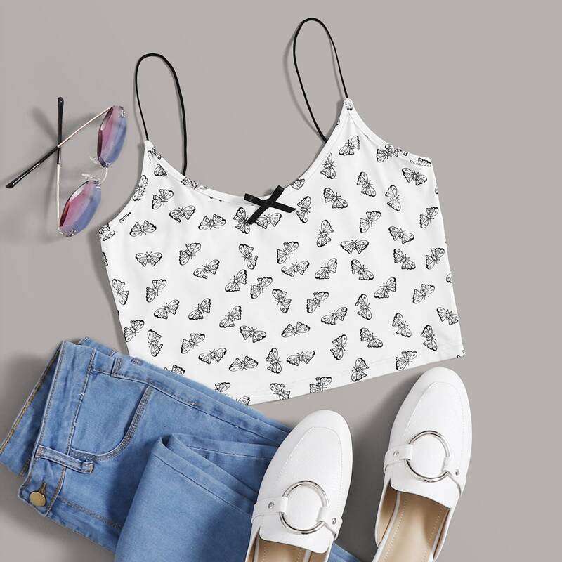 

Allover Butterfly Cami, White