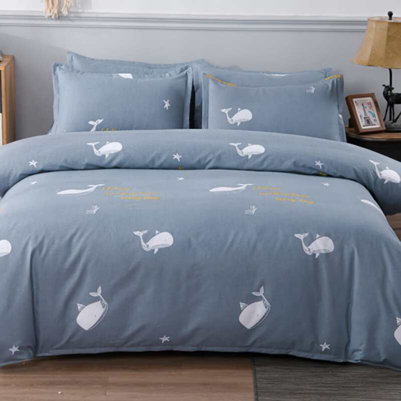 

Whale Print Bedding Set Without Filler, Grey