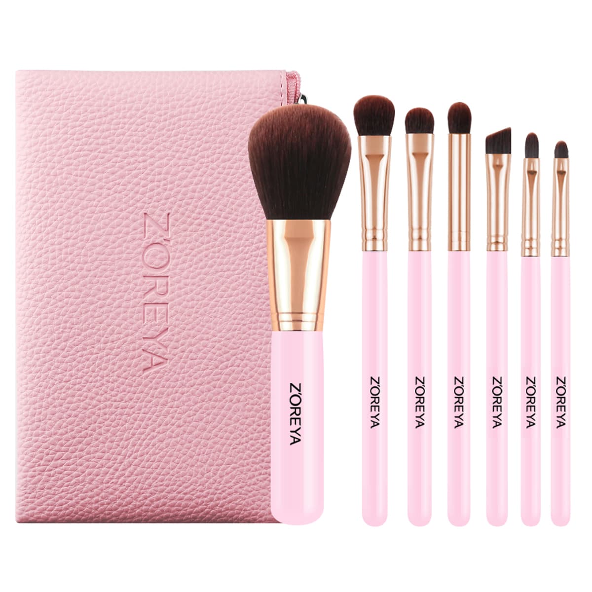 

7pcs Makeup Brush Set With Bag, Pink