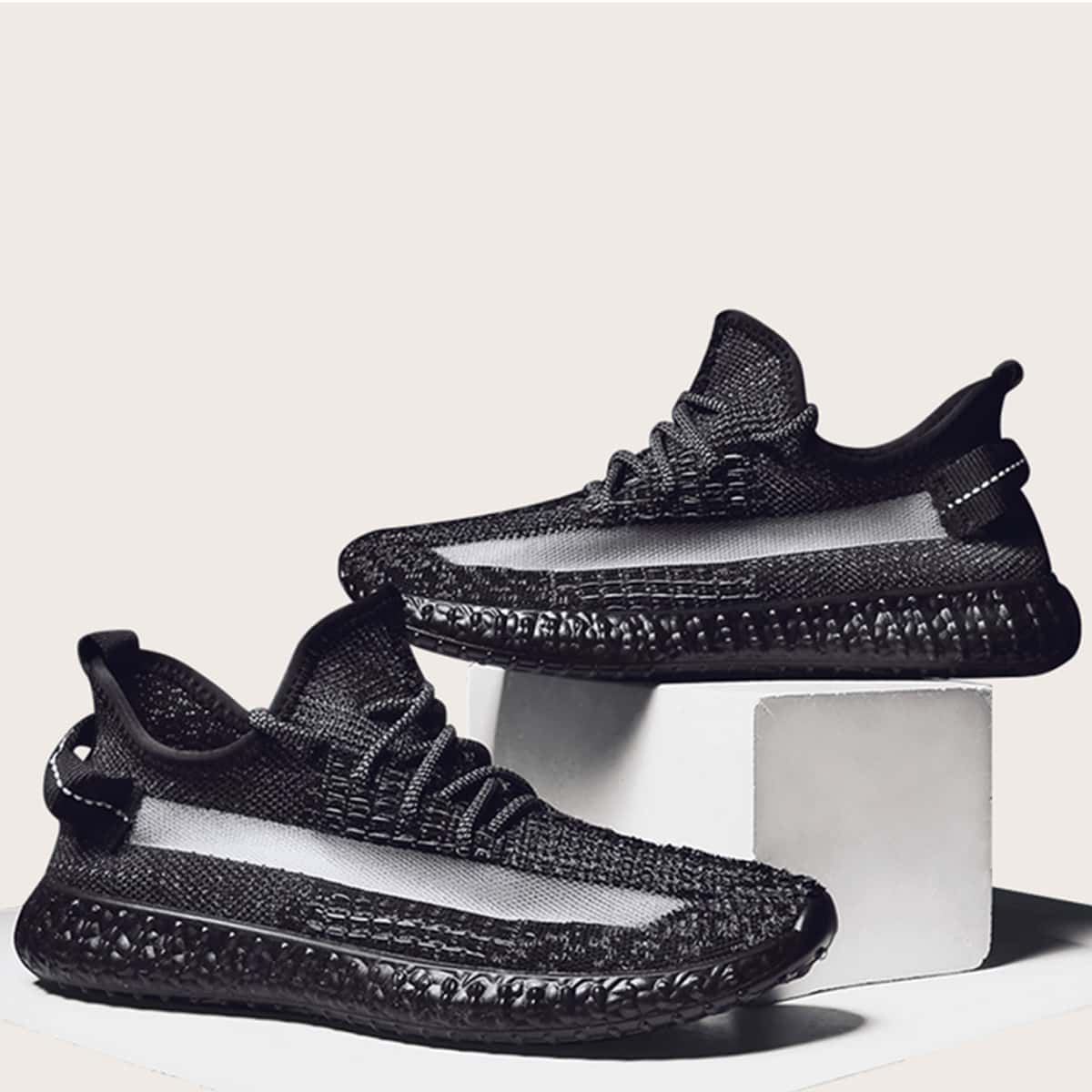 

Guys Mesh Panel Lace-up Front Sneakers, Black
