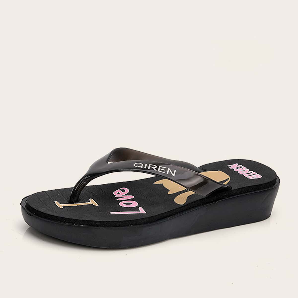 

Letter Graphic Flip Flops, Black