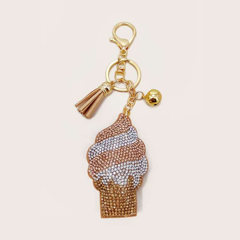 

Ice Cream Charm Keychain, Khaki