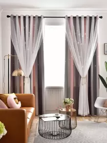 1pc  Double-layer Curtain - Multicolor - View 1