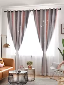 1pc  Double-layer Curtain - Multicolor - View 2