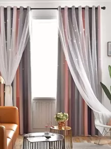 1pc  Double-layer Curtain - Multicolor - View 4