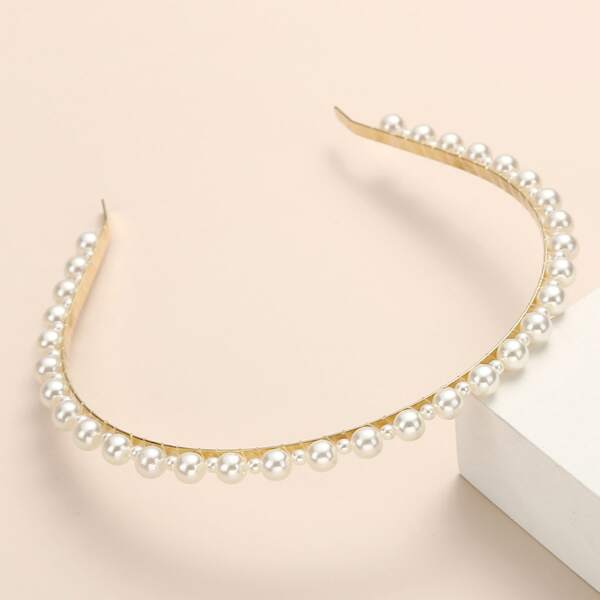 

Faux Pearl Hair Hoop, White