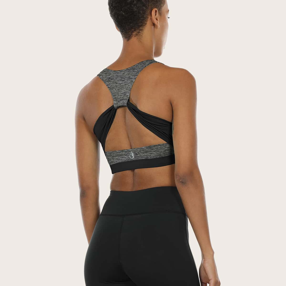

Icyzone Loop Strap Back Space Dye Sports Bra, Grey