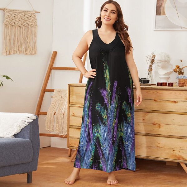 

Plus Plants Print Maxi Nightdress, Multicolor