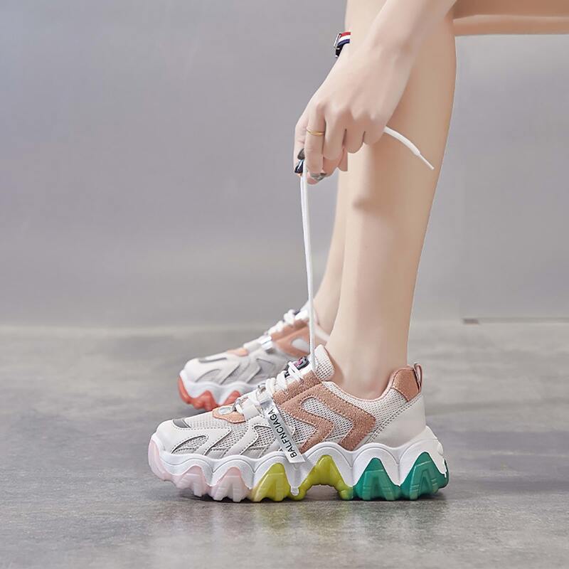 

Lace-up Front Colorblock Chunky Sneakers, Multicolor