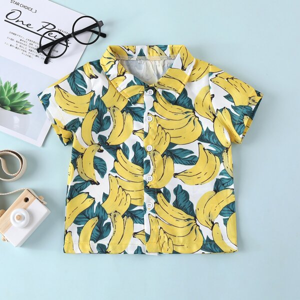 

Toddler Boys Banana And Leaf Print Shirt, Multicolor
