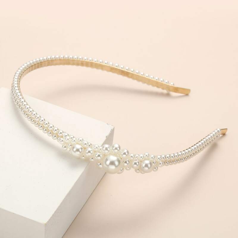 

Faux Pearl Hair Hoop, White
