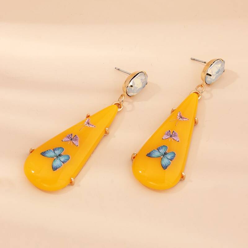 

1pair Butterfly Drop Earrings, Yellow