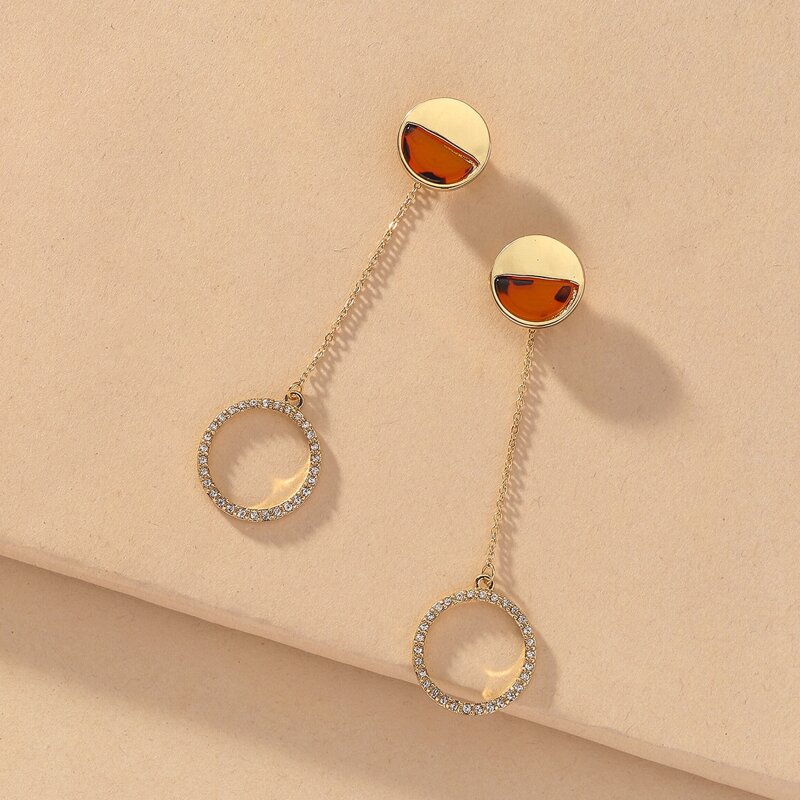 

Rhinestone Round Earrings, Gold