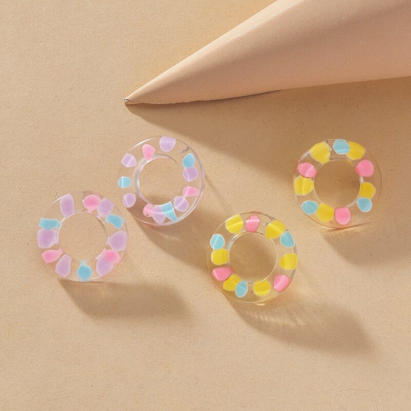 

2pairs Round Stud Earrings, Multicolor