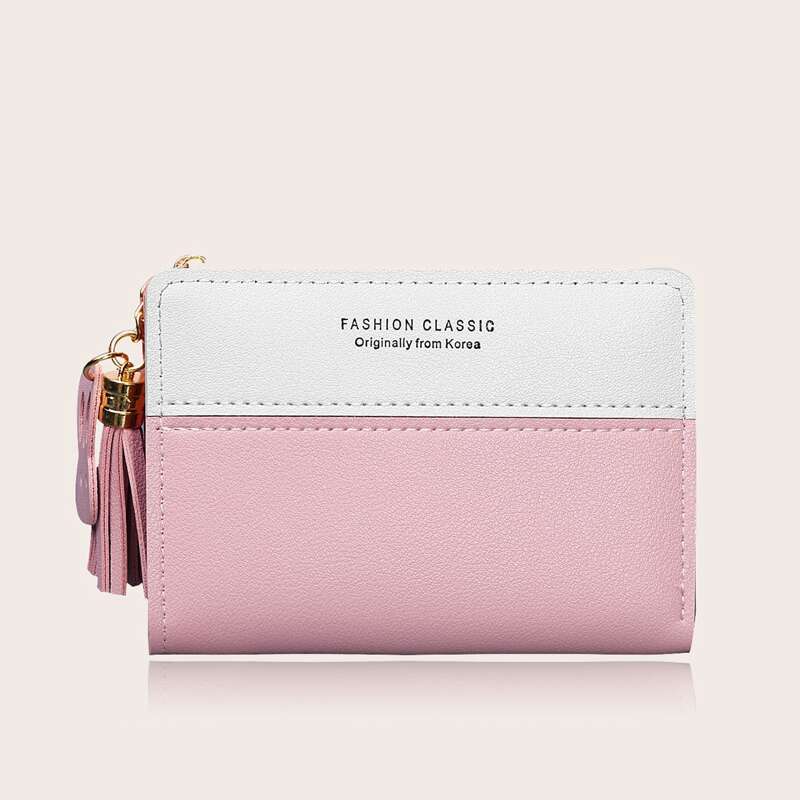 

Tassel Charm Two Tone Purse, Pink
