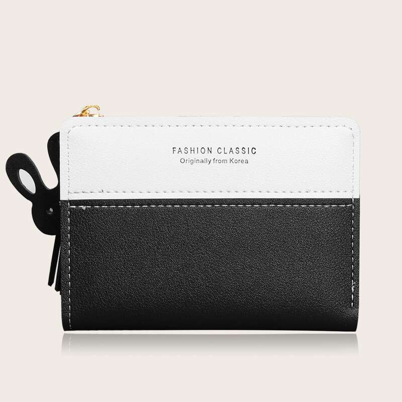 

Tassel Charm Two Tone Purse, Black and white