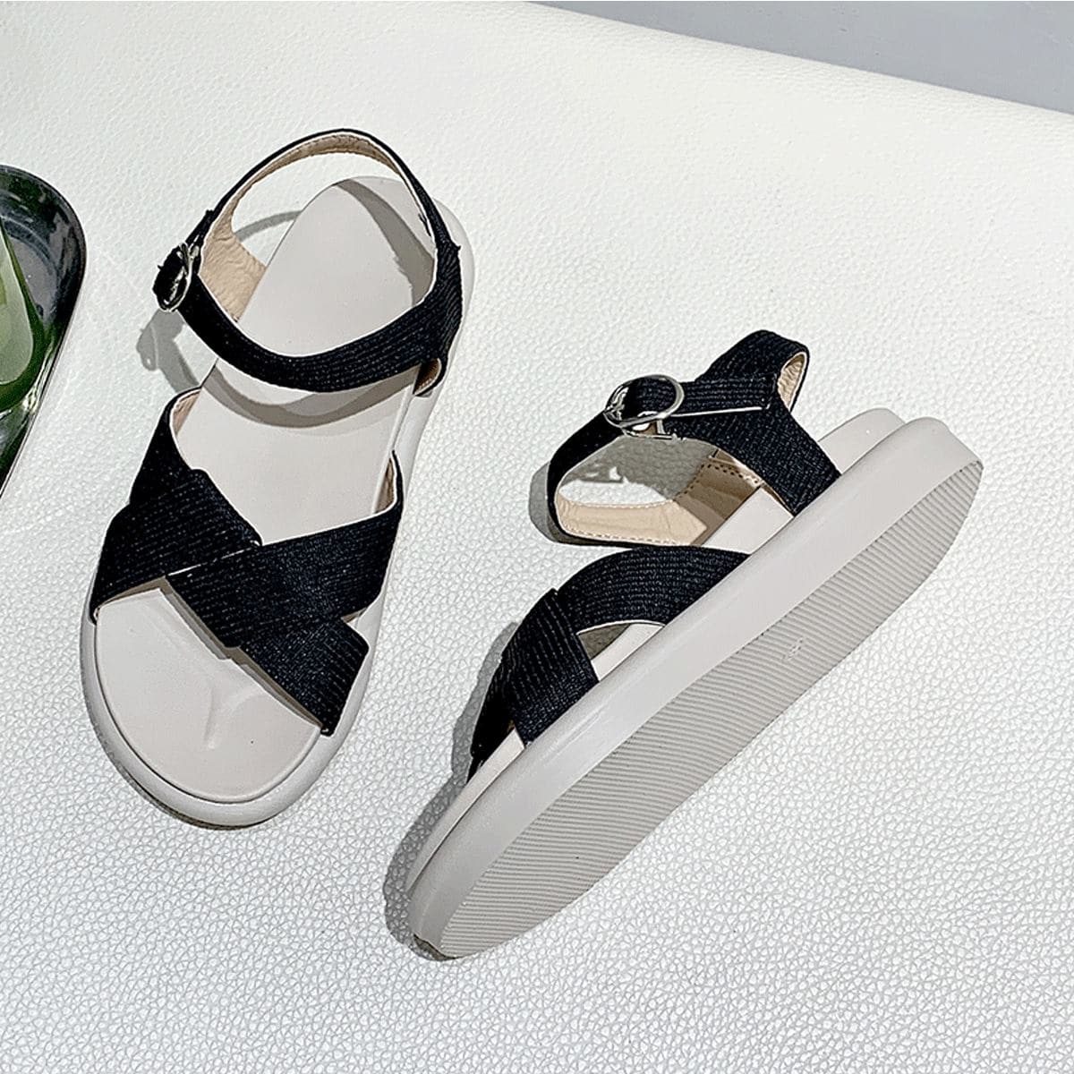 

Open Toe Ankle Strap Sandals, Black