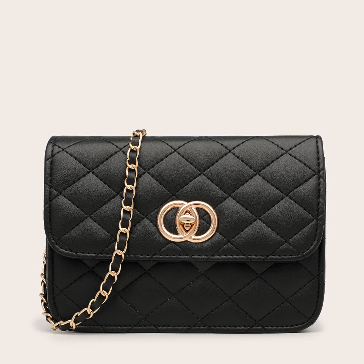 

Quilted Flap Crossbody Bag, Black