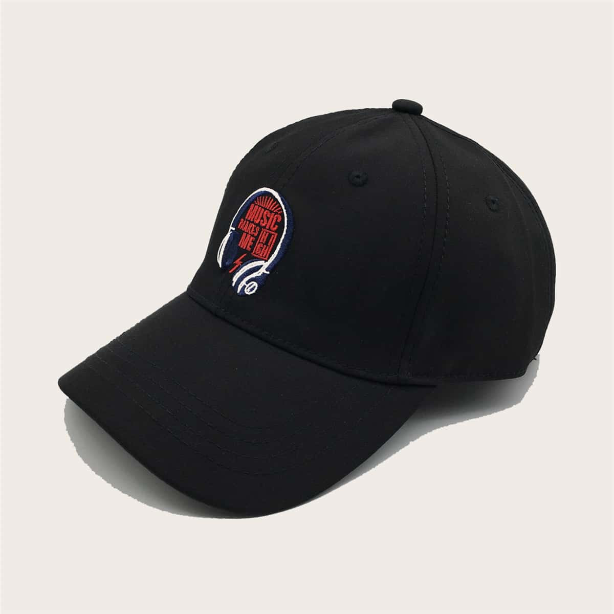 

Letter Embroidery Baseball Cap, Black