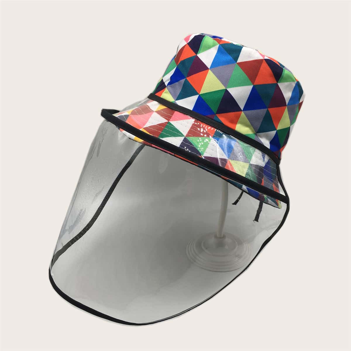 

Geo Pattern Bucket Hat With Face Shield Mask, Multicolor