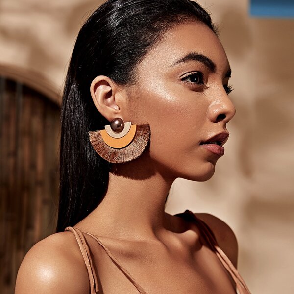 

Серьги с бахромой 1 пара, Многоцветный