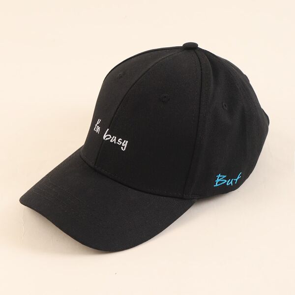 

Slogan Embroidery Baseball Cap, Black