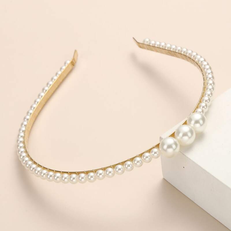 

Faux Pearl Hair Hoop, White