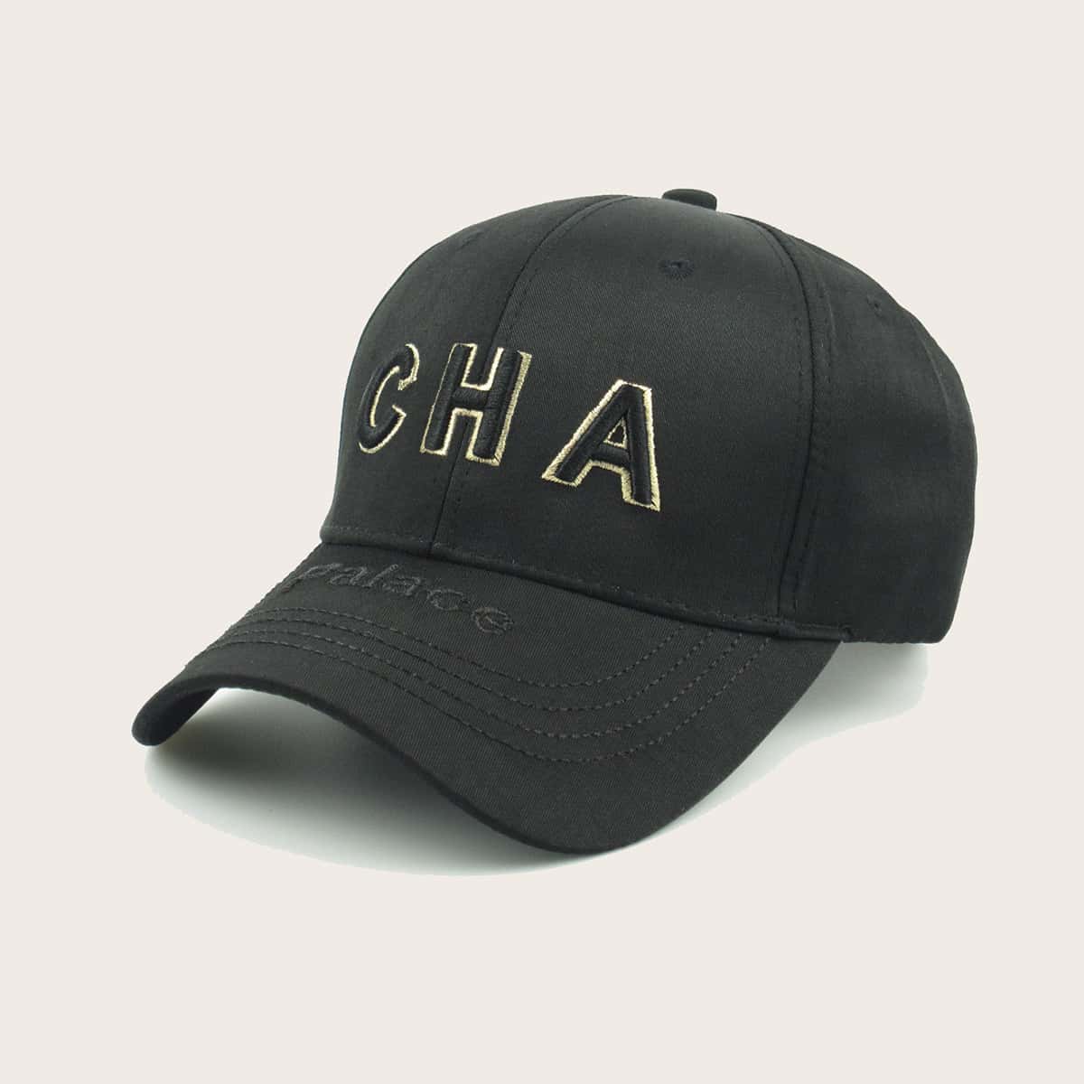 

Letter Embroidery Baseball Cap, Black