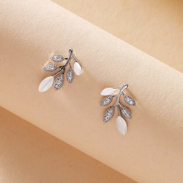 

Серьги в форме листа, Серебряные