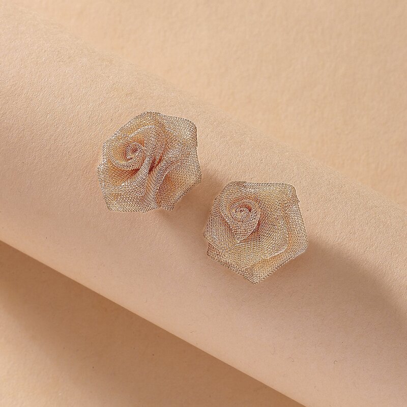 

Rose Stud Earrings, Gold