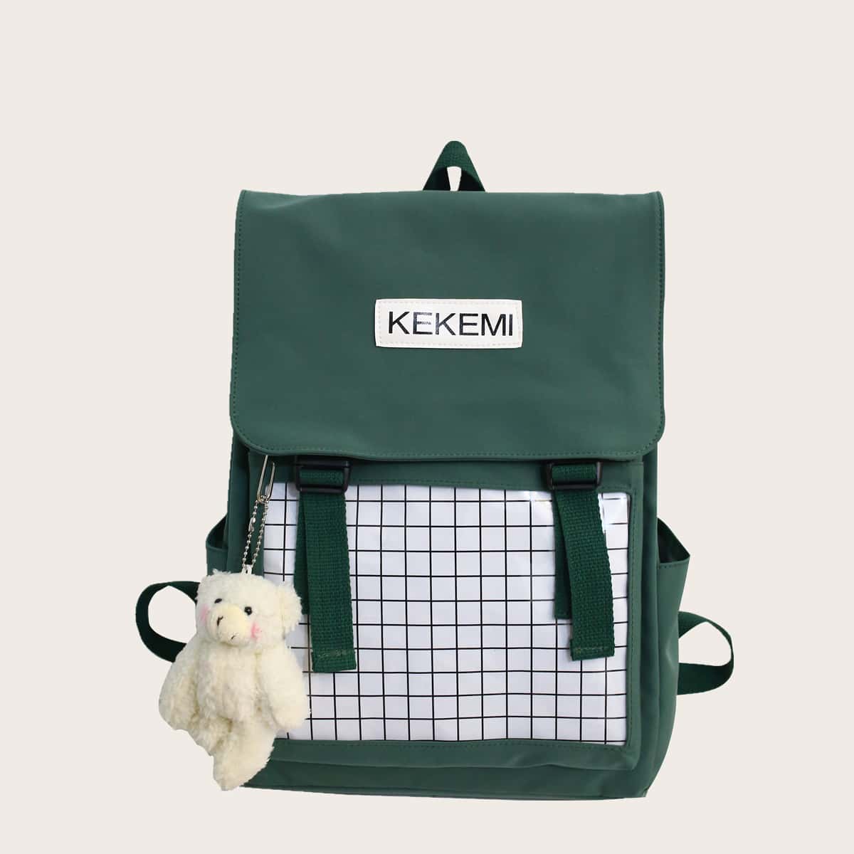 

Guys Pocket Front Backpack With Bag Charm, Green