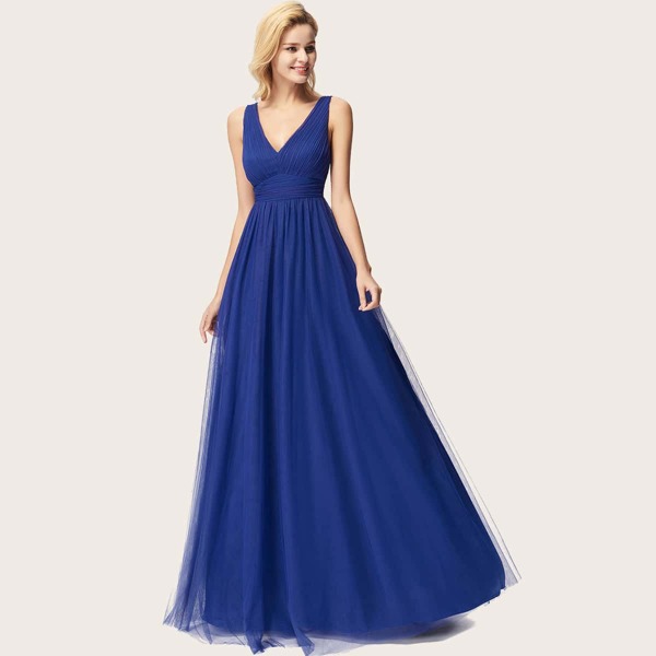 

EverPretty Сетчатое платье со сборками, Синий