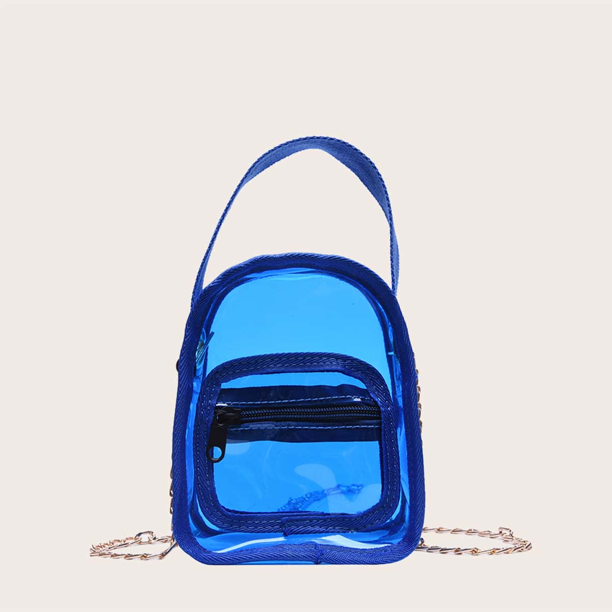 

Zip Front Clear Satchel Bag, Blue