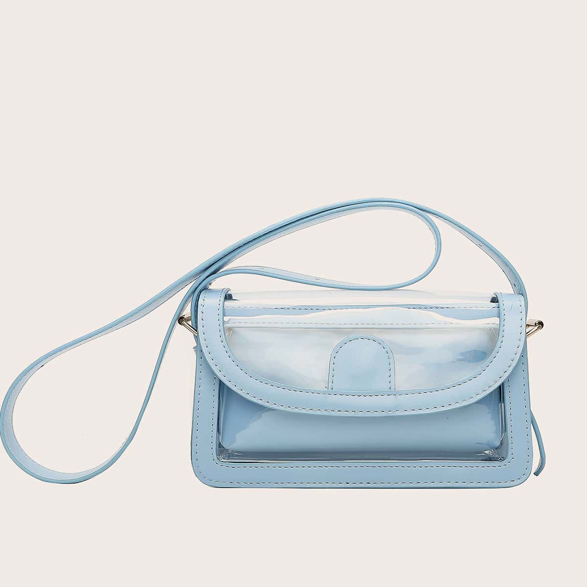 

Clear Crossbody Bag With Inner Pouch, Blue