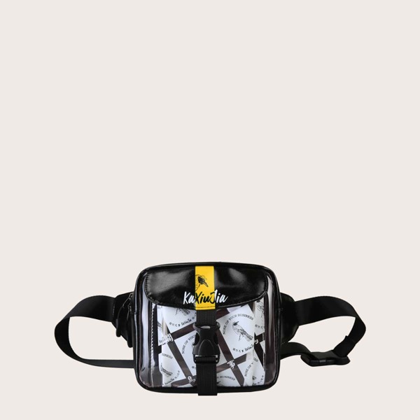 

Мужчины выпускают пряжку декора водонепроницаемый Fanny Pack, Чёрный