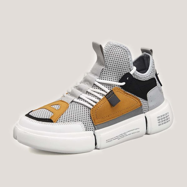 

Men Lace-up Front Color Block Sneakers, Multicolor
