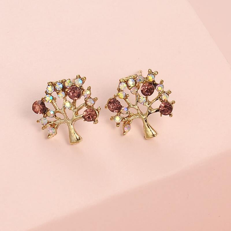 

Rhinestone Tree Earrings, Multicolor