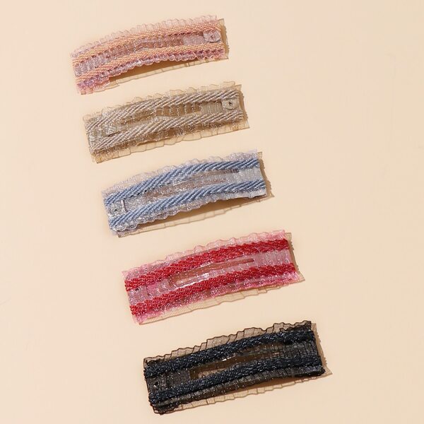 

5pcs Mesh Hair Snap Clip, Multicolor