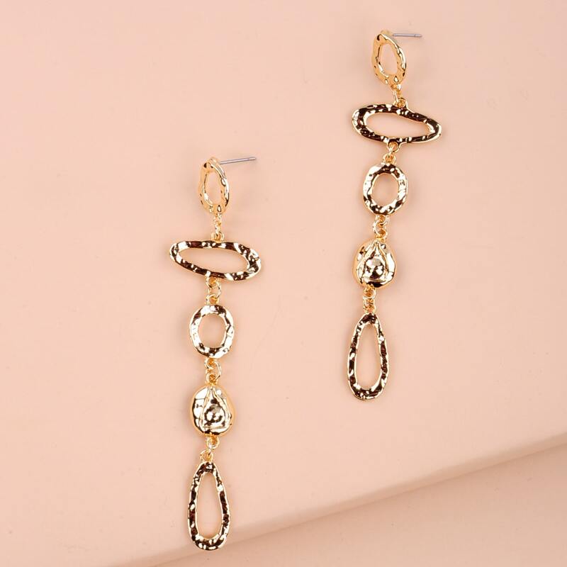 

Metal Geometric Earrings, Gold