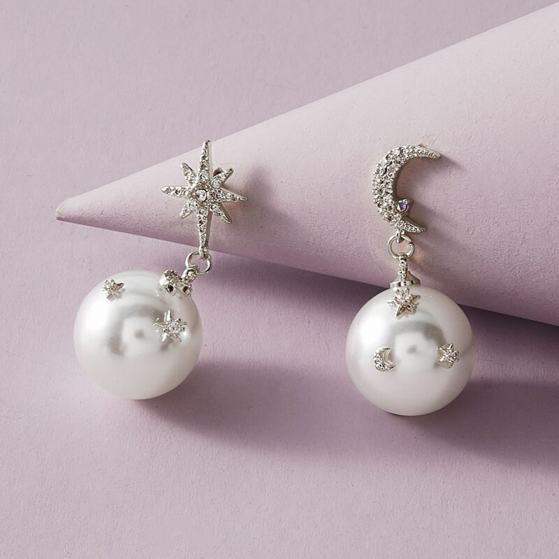 

Faux Pearl Drop Earrings, Silver