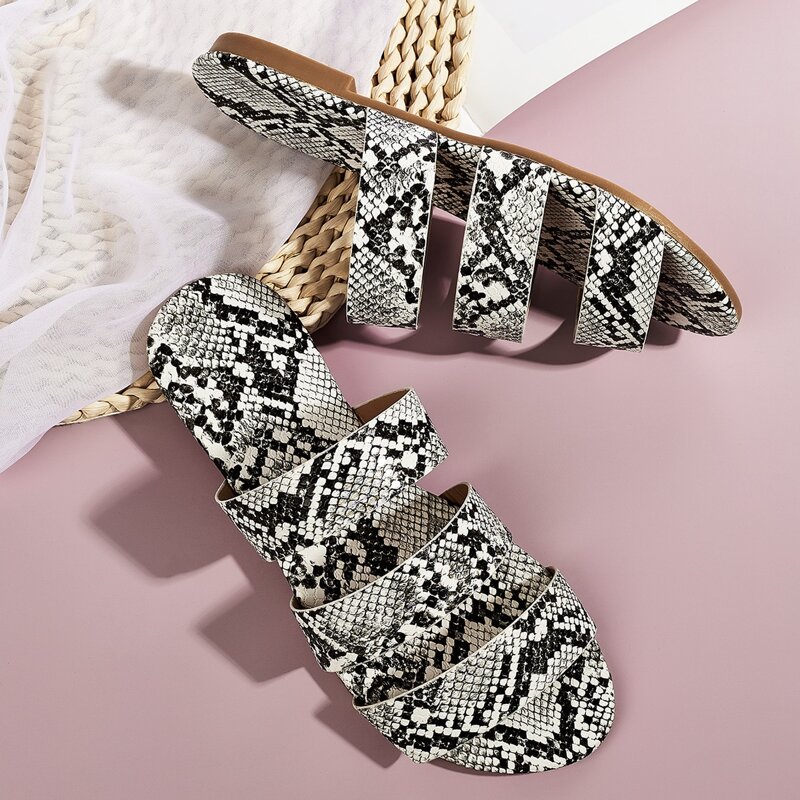 

Open Toe Snakeskin Sliders, Multicolor
