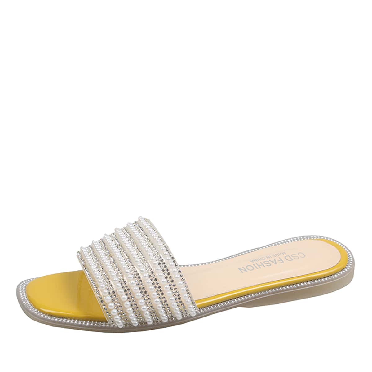 

Rhinestone & Faux Pearl Decor Sliders, White