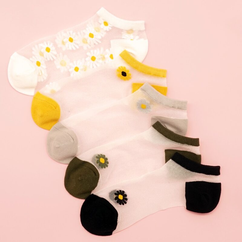 

5pairs Floral Pattern Socks, Multicolor