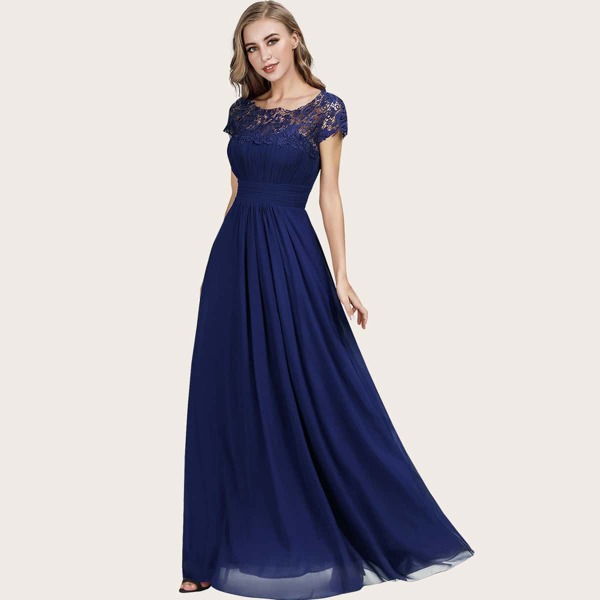 

EverPretty Платье с кружевной вставкой, Синий