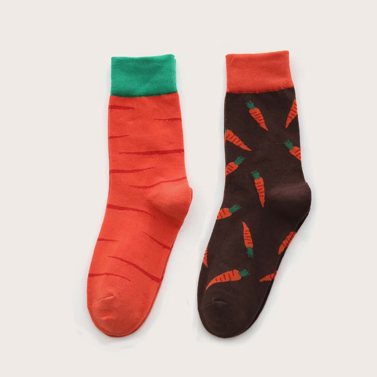 

2pairs Carrot Pattern Socks, Multicolor