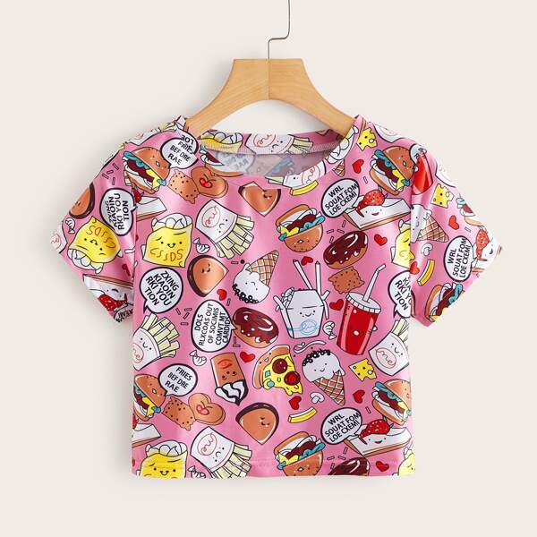 

All Over Cartoon Graphic Tee, Multicolor