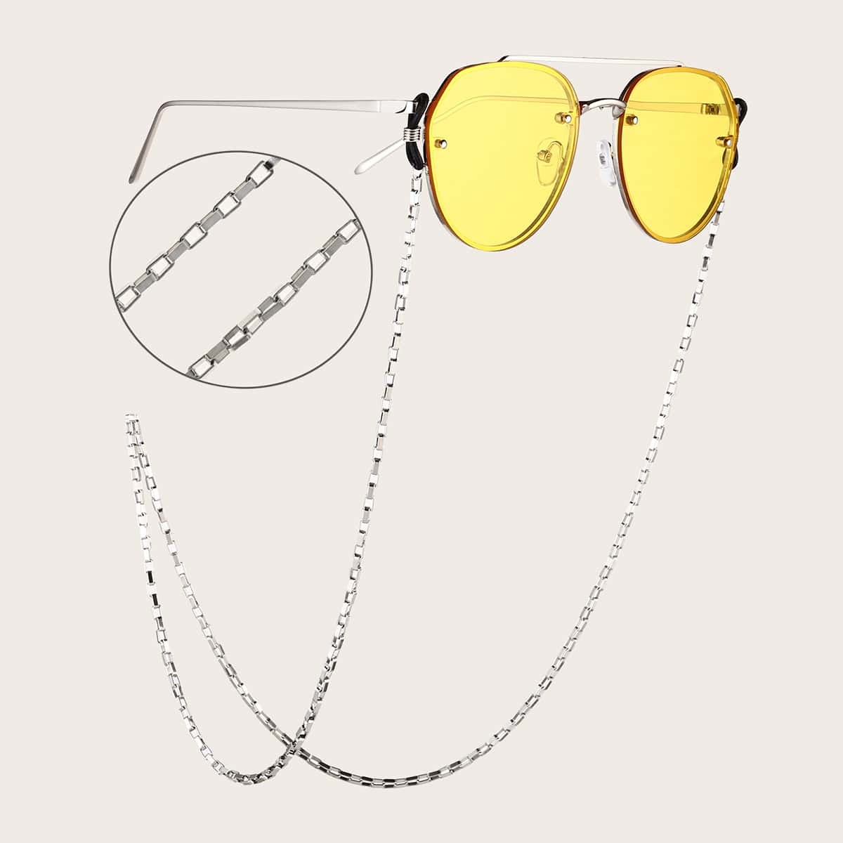 

Guys Metallic Glasses Chain, Silver